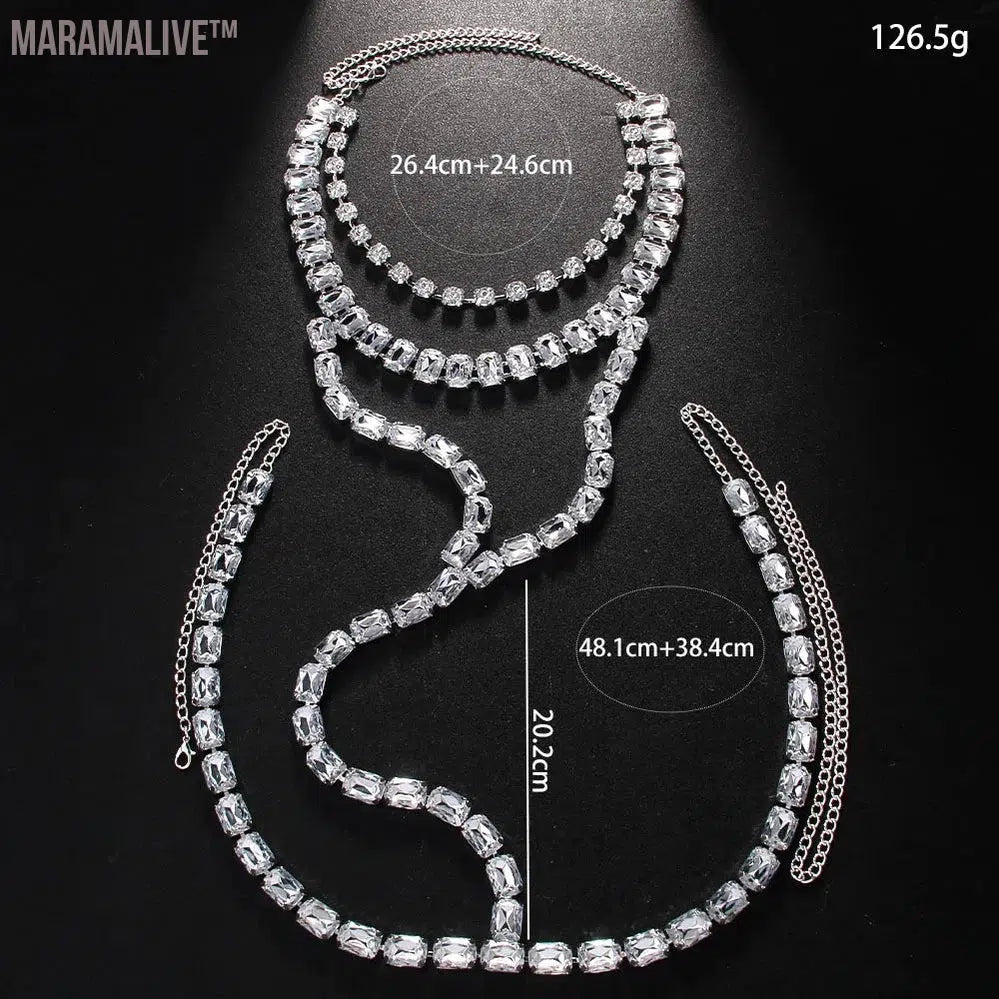 Exaggerated Neck Waist Chain Jewelry Belt Body Luxury Rhinestones Festival Summer Belly Chain Decoration Crystal Gift