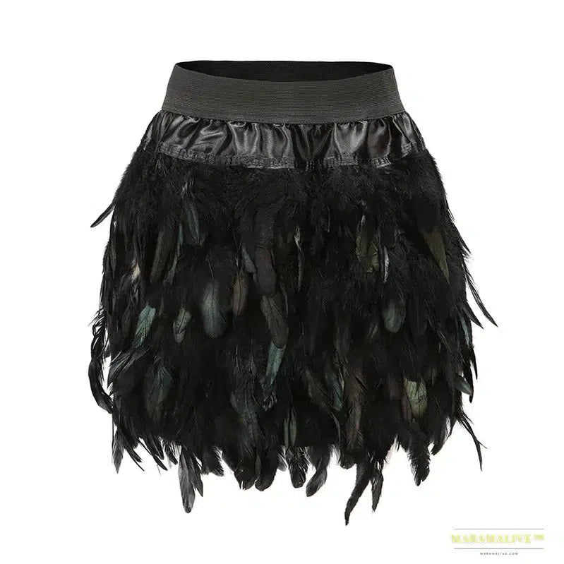 Expressive Feather Skirt Mini Length Double Layer for Party & Clubwear - A Classic Statement Piece