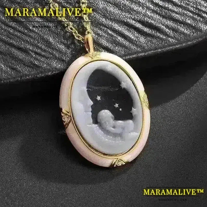 Exquisite Double Sided Roman Portrait Cameo Pendant Necklace for Women Elegant Banquet Jewelry Gift