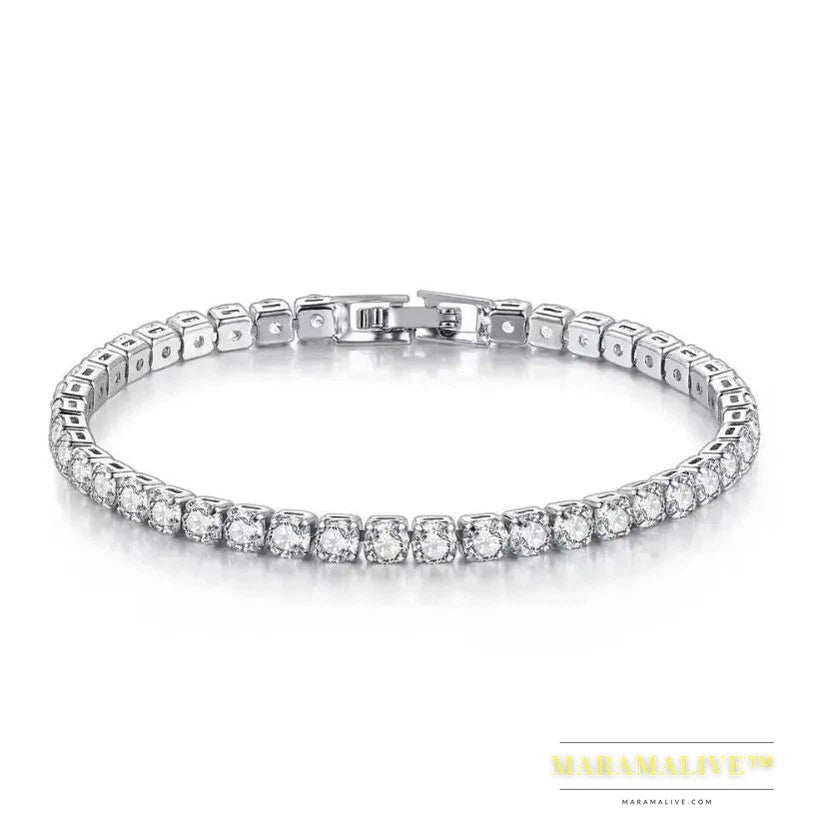 Exquisite Moissanite Tennis Bracelet in Platinum Silver