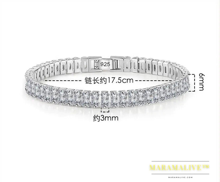 Exquisite Moissanite Tennis Bracelet in Platinum Silver