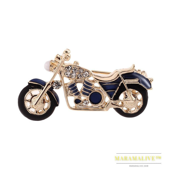 Exquisite diamond-studded motorcycle brooch