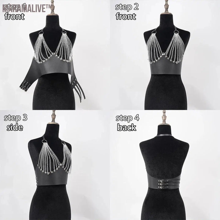 Fashion Belt Female Street Style corset Chain Tassels Belt Adjustable casual wild Decorative Belt Gothic Clothing Accessories