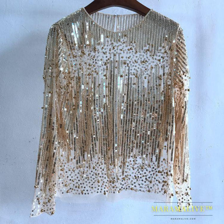 Fashion Bottoming Shirt Sequined Top For Women