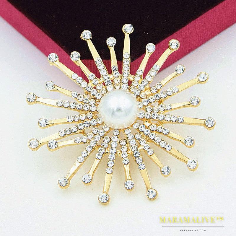 Fashion Crystal Sun Broche For Women Sunflower Brooches Pins Cristal Perla Brochase Voor Vrouwen Jewelry Dropshipping