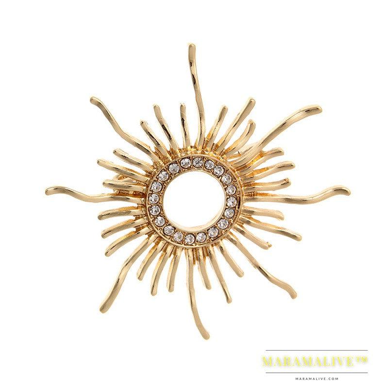 Fashion Crystal Sun Broche For Women Sunflower Brooches Pins Cristal Perla Brochase Voor Vrouwen Jewelry Dropshipping