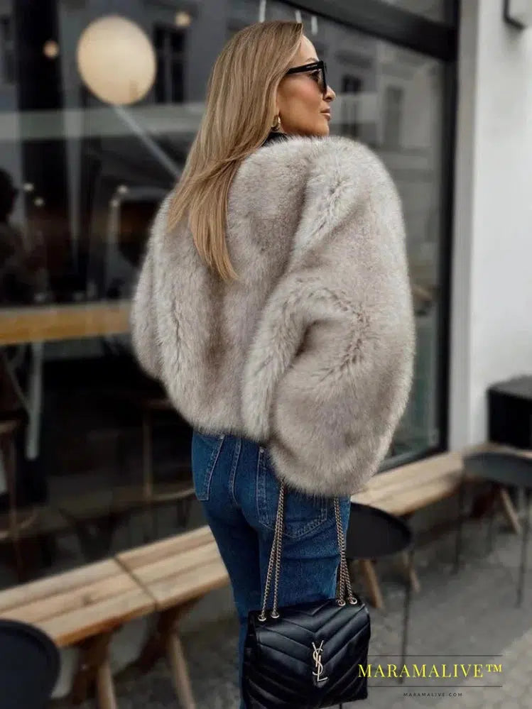 Fashion Faux Fur Jacket Coat Women Warm Fluffy Loose Long Sleeve Maramalive™