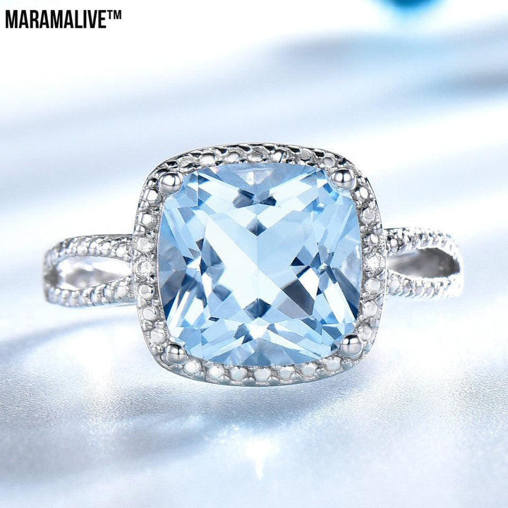 Fashion Jewelry Sterling Silver Sky Blue Topaz Ring All-match Ring Jewelry