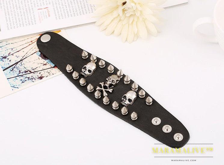 Fashion Kill Matt Studded Punk Leather Bracelet