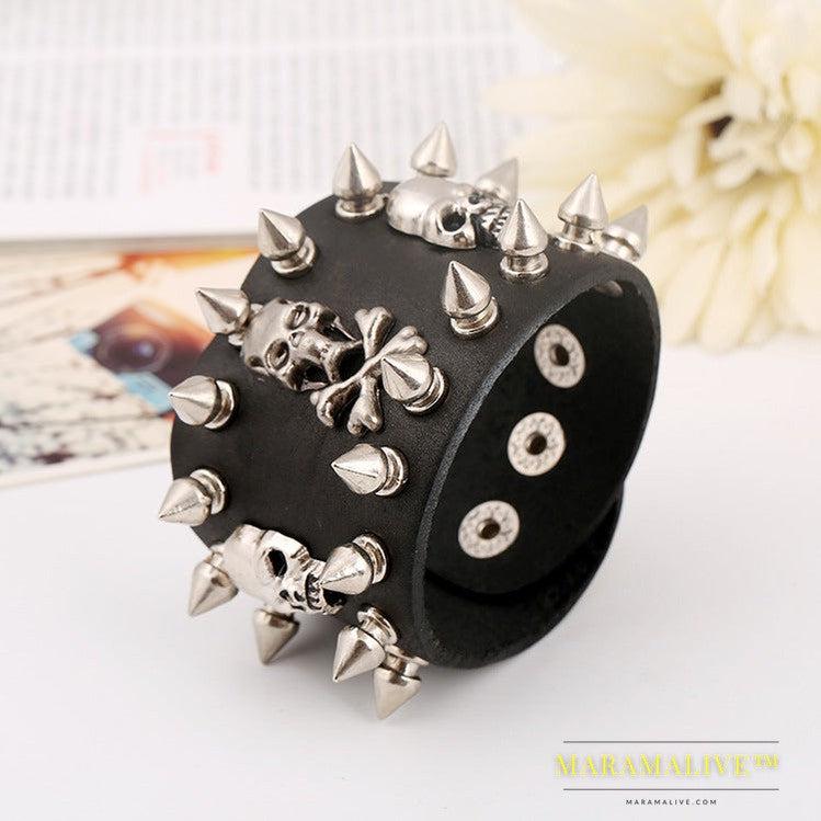 Fashion Kill Matt Studded Punk Leather Bracelet