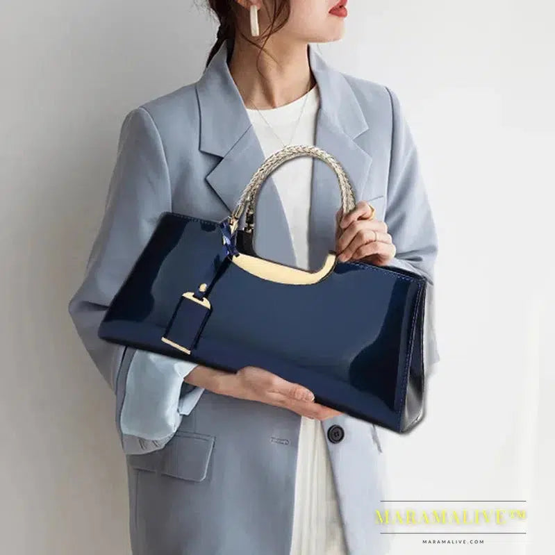 Fashion Light Plastic Patent Leather Portable Female Bag Shoulder Wedding Bag Bridal Bag Banquet Bag Tote Bags for Women