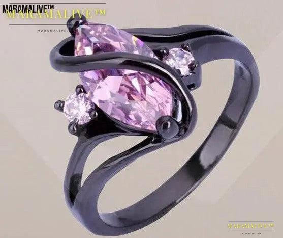 Fashion Luxury Purple Crystal Engagement Ring