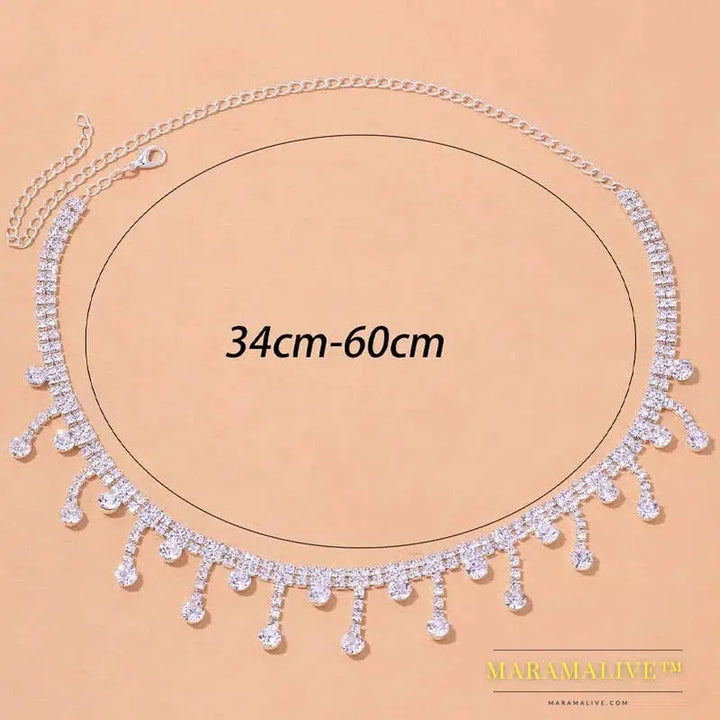 Fashion Short Tassel Rhinestone Necklace Choker for Women Statement Water Drop Pendant Choker Collar Jewelry Gift