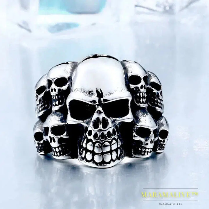 Fashion Stainless Steel Man's Rings From China Biker Punk Lots Of Skull Jewerly