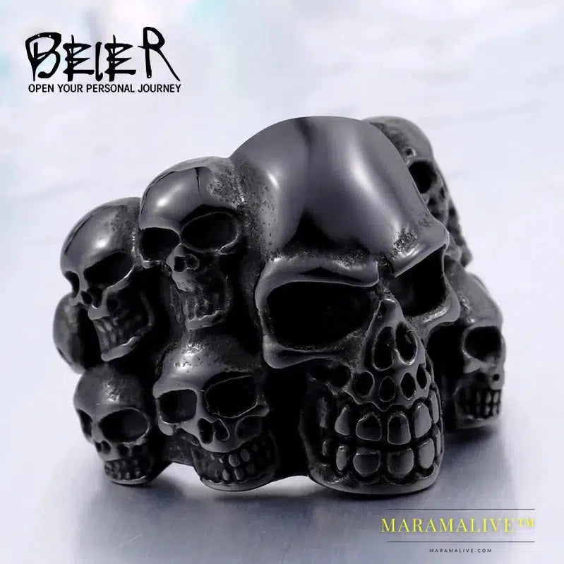 Fashion Stainless Steel Man's Rings From China Biker Punk Lots Of Skull Jewerly