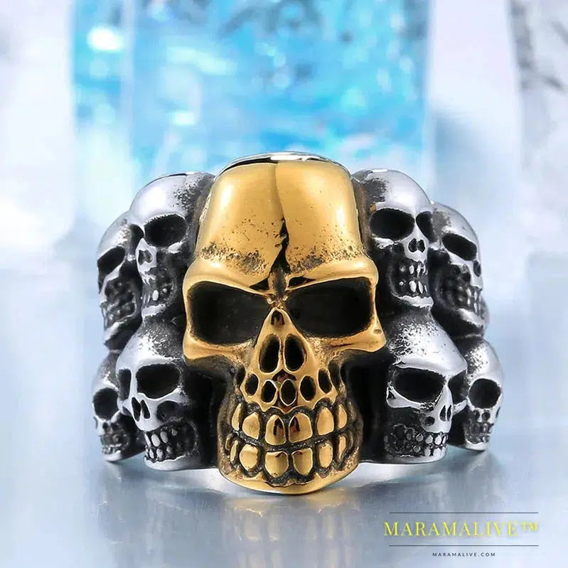 Fashion Stainless Steel Man's Rings From China Biker Punk Lots Of Skull Jewerly