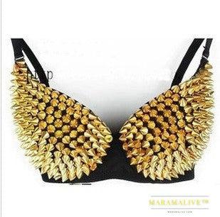 Fashion Studded Jazz Dance Nightclub Metal Rivet Bra