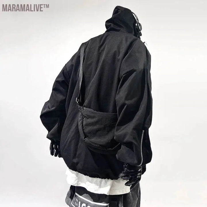 Fashion Techwear Jackets Hooded Cargo Coat Zipper Pockets Pullover Men's Jacket Hip Hop Harajuku Streetwear Oversized Man Jacket