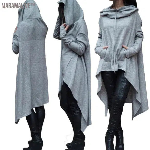 Fashion Trends New European and N Pure Color Long Hoodie