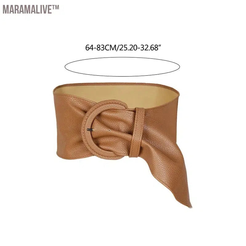 Faux Leather Corset Belt For Women Dresses Overcoat Belt Dress Decorative Belt Waist Seal Belt Buckle Wide Belt