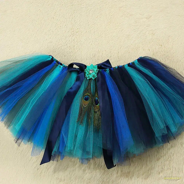 Feather Peacock Fluffy Skirt Women Adult Birthday Party Role Play Tutu Halloween Pageant Peacock Animal Costume for Teens Girls