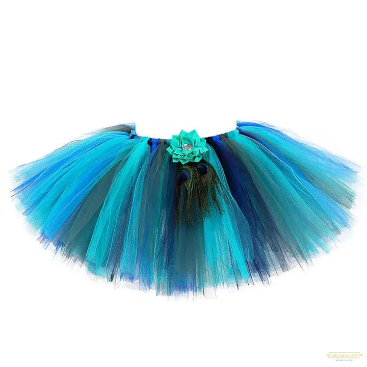 Feather Peacock Fluffy Skirt Women Adult Birthday Party Role Play Tutu Halloween Pageant Peacock Animal Costume for Teens Girls