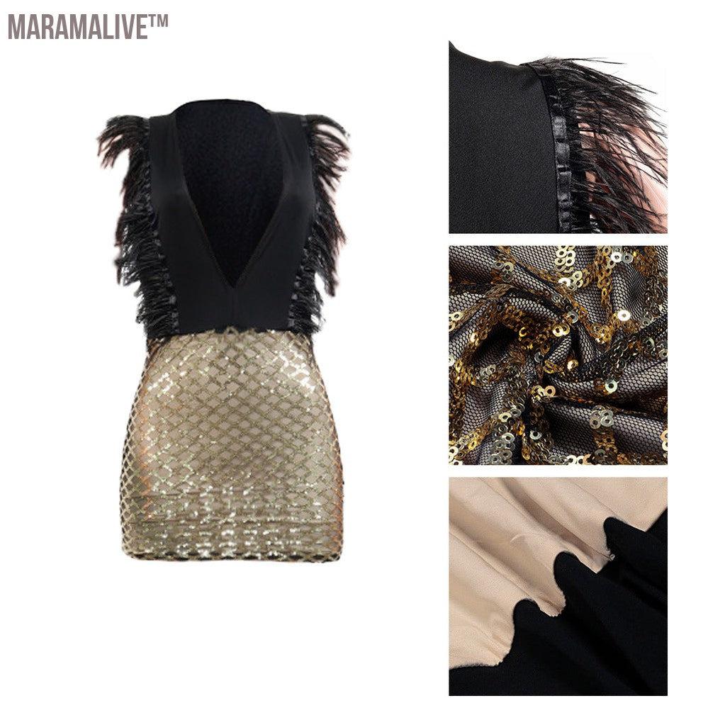 Feather sequin dress