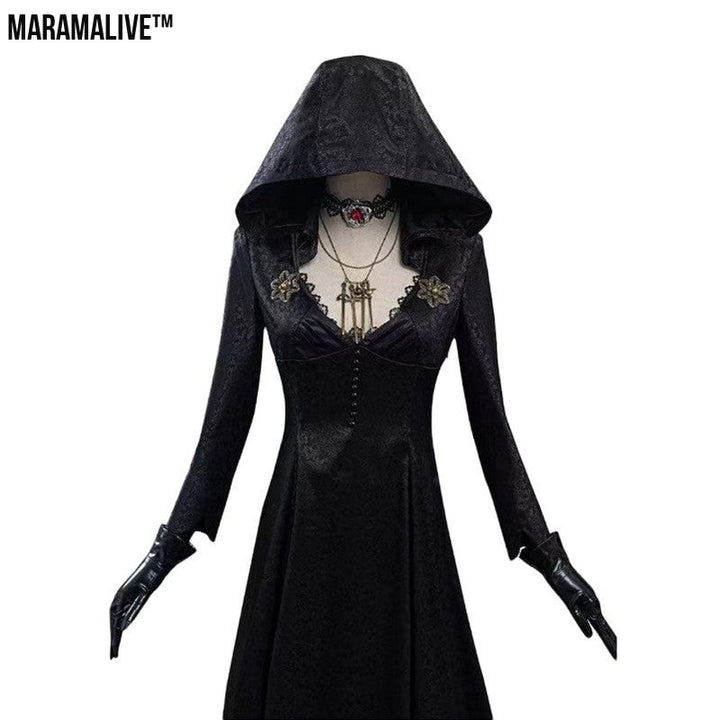 Female Black Vampire Long Dress Halloween Costume