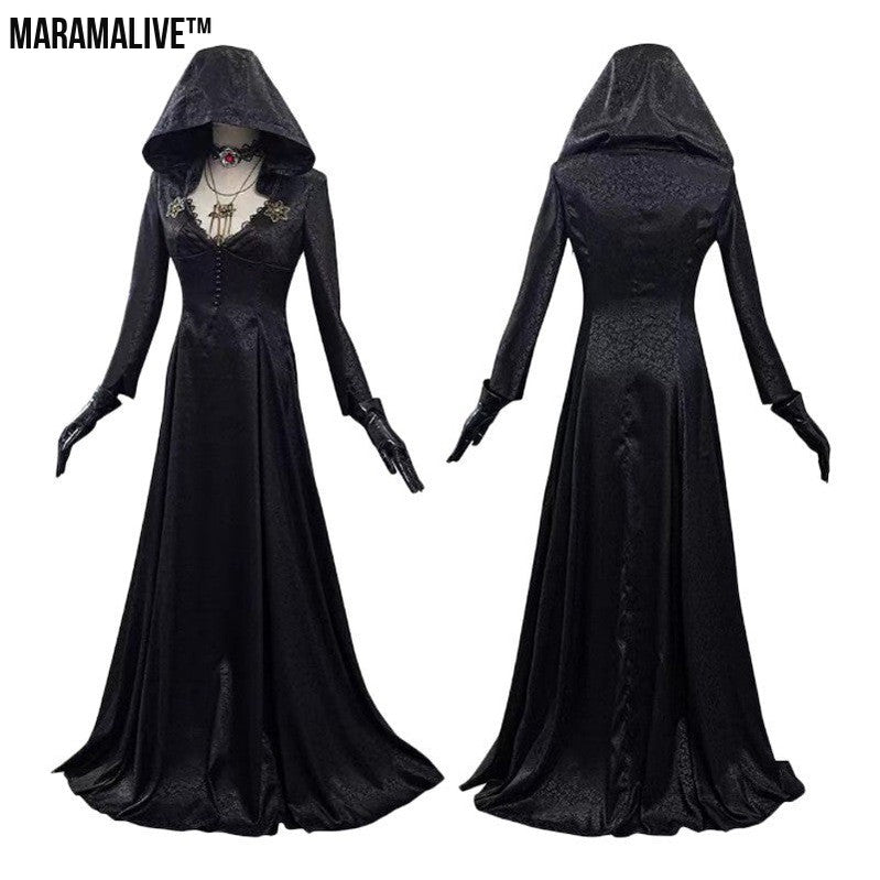 Female Black Vampire Long Dress Halloween Costume