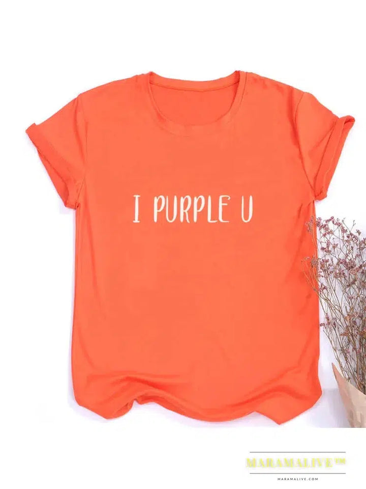 Female Short Sleeve KPOP I PURPLE U T-shirt Aesthetic High Quality Haut Femme Summer Top Tee Shirt Streetwear Cute Tshirts