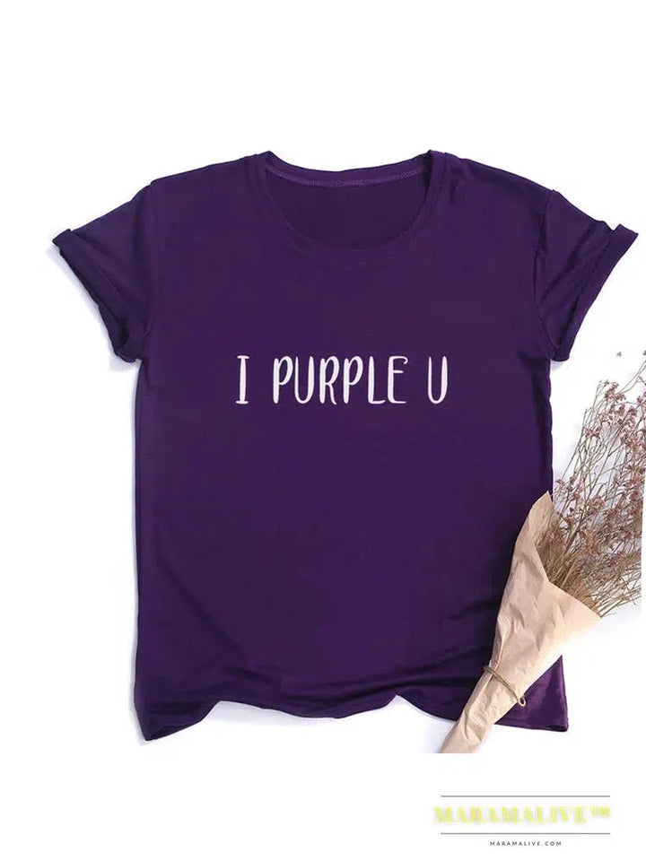 Female Short Sleeve KPOP I PURPLE U T-shirt Aesthetic High Quality Haut Femme Summer Top Tee Shirt Streetwear Cute Tshirts