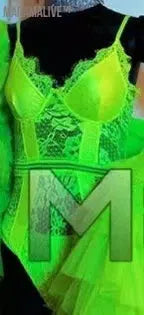 Female Singer Bar Gogo Performance Clothes Sexy One Piece Fluorescent Green Bikini Lace Big Sleeve Coat DS Costume Sexy Suit