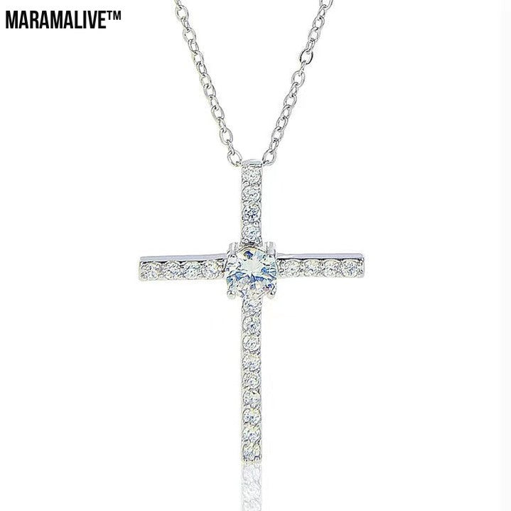 Full Diamond Cross Necklace Pendant Star Light