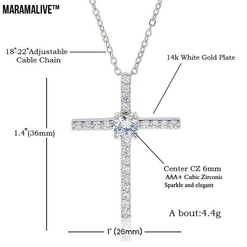 Full Diamond Cross Necklace Pendant Star Light