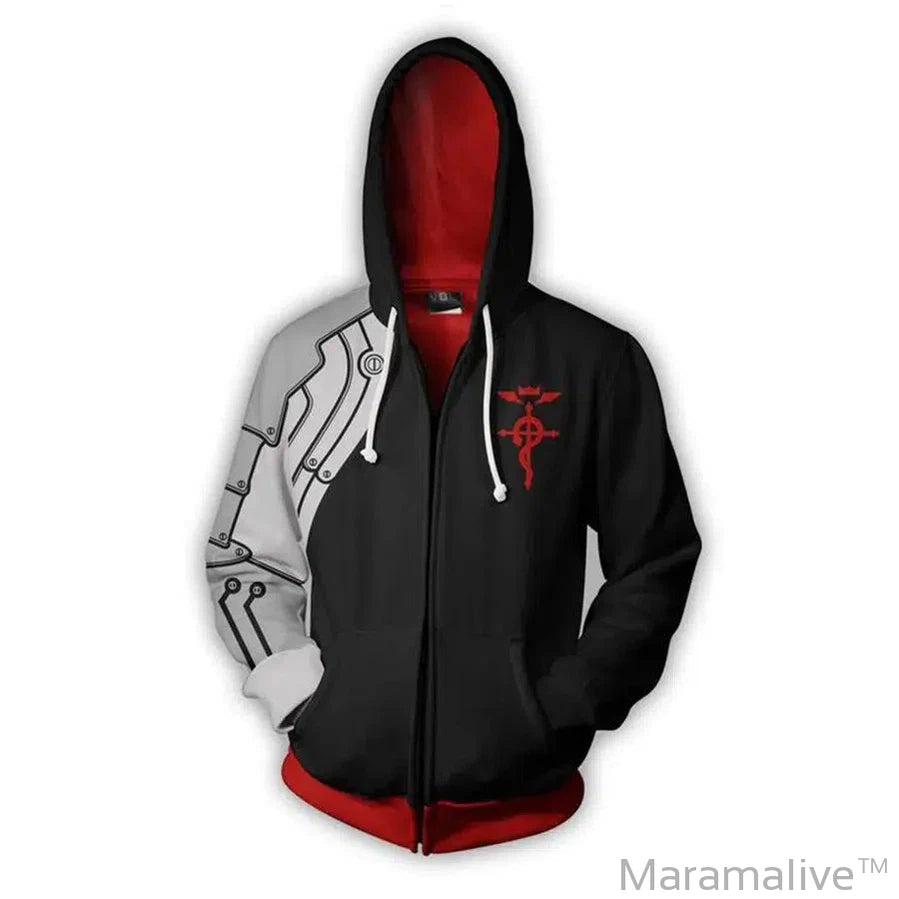 Fullmetal Alchemist Edward Elric's Autumn Zipper Jacket Hoodie Coat Anime Cosplay Sweatshirts Tracksuits Tops Clothes