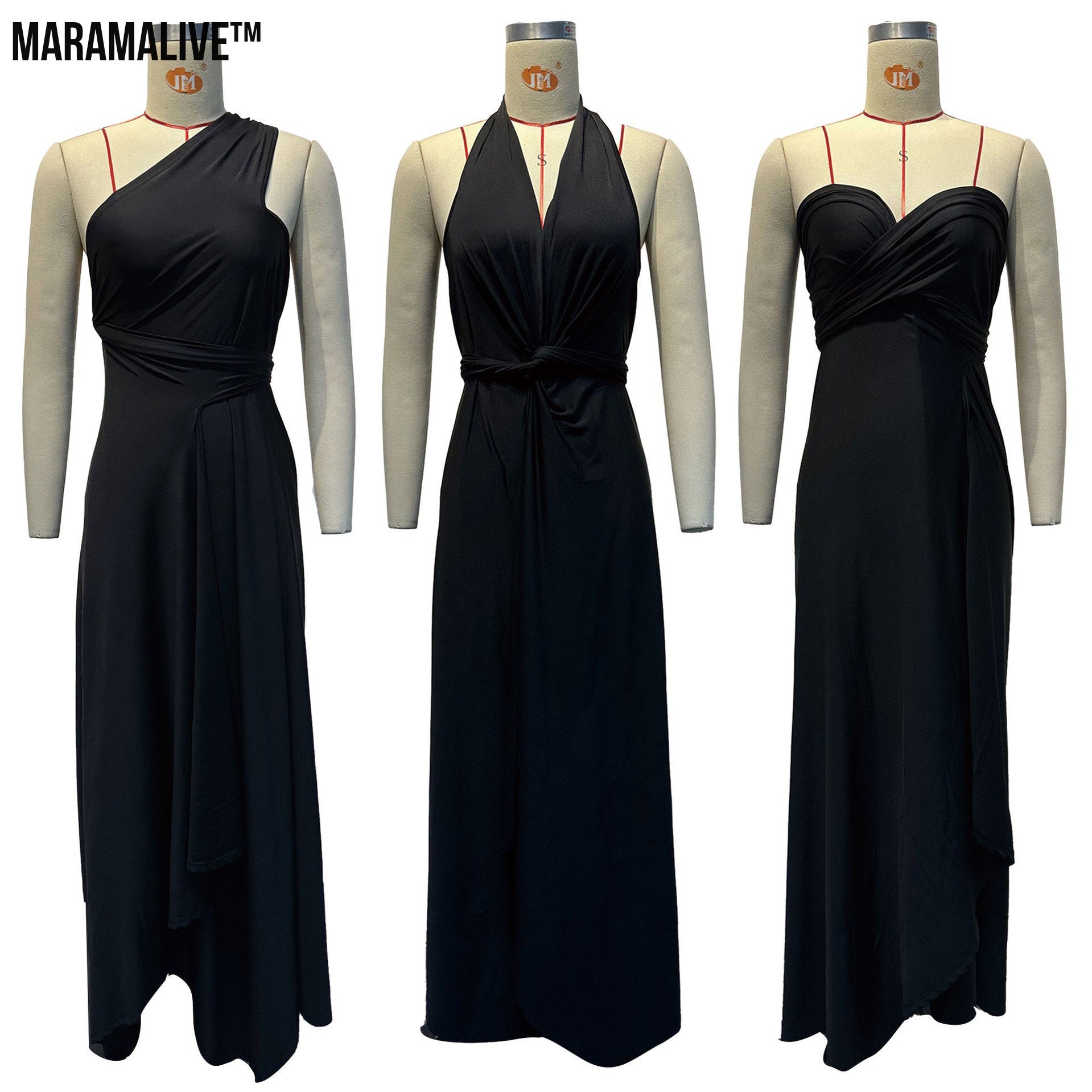 Fun Multi-design Choices Wraparound Long Black Dress