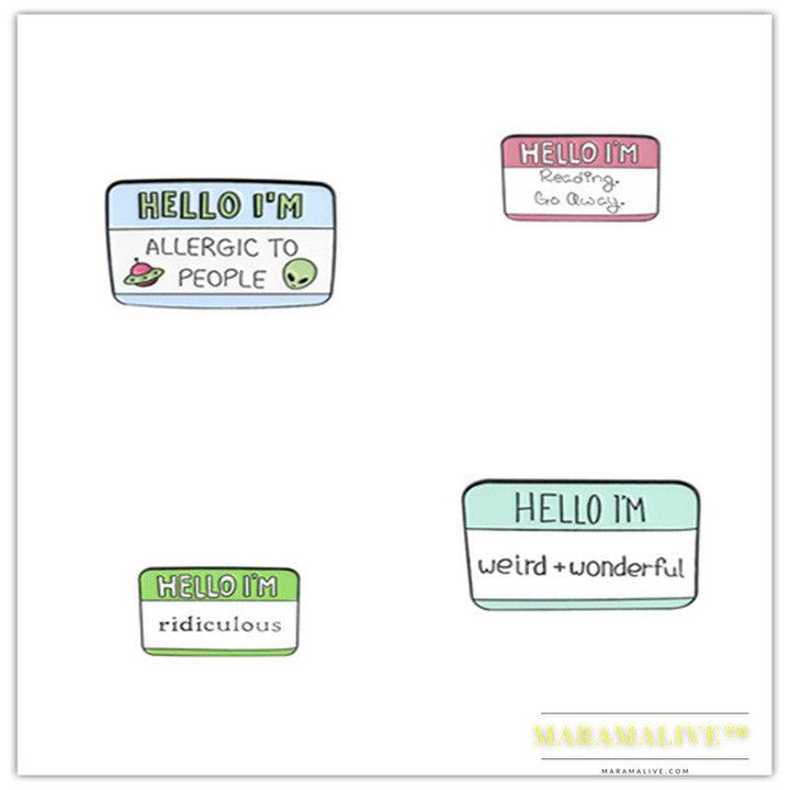 Funny Dialog Enamel Pins Humor Label Cute Brooch Clothes Lapel Pins Cartoon Accessories