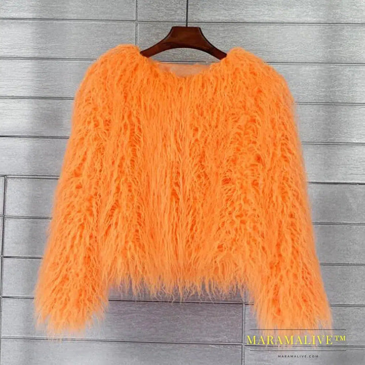 Fur Coats Women Autumn Winter Top Fashion Pink Faux Fur Coat Elegant Thick Warm Faux Fur Jackets for Women 2022