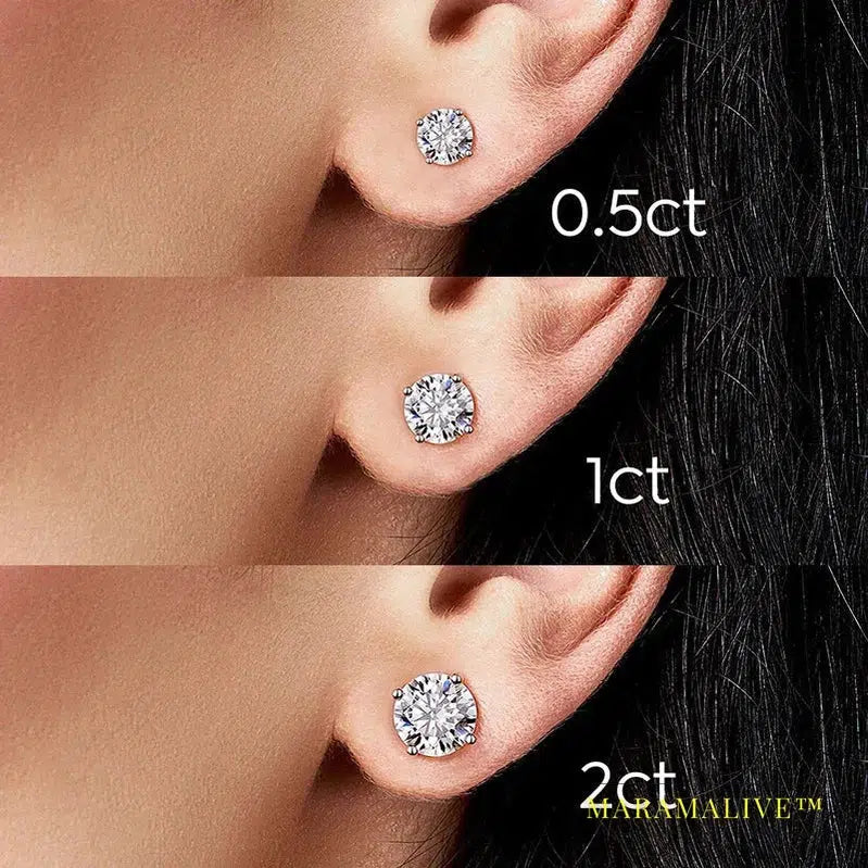 GRA D Color Brilliant Round Cut Lab Moissanite Diamond Stud Earrings for Women 925 Sterling Silver Gold Plated Wedding Jewelry