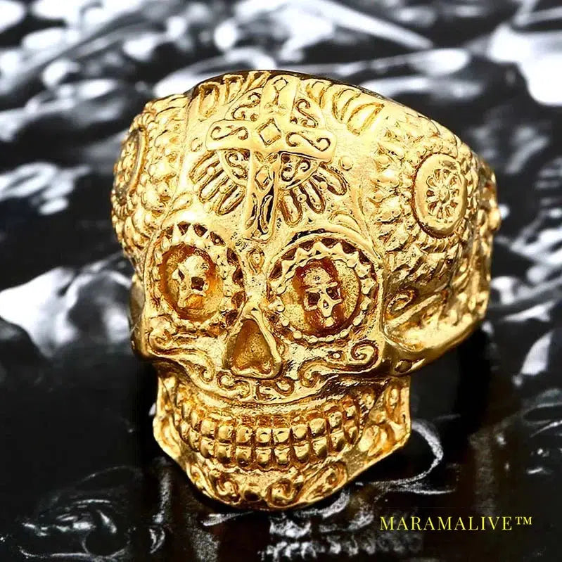 Gem ring Cross skull biker men Ring h Man's fashion jewelry