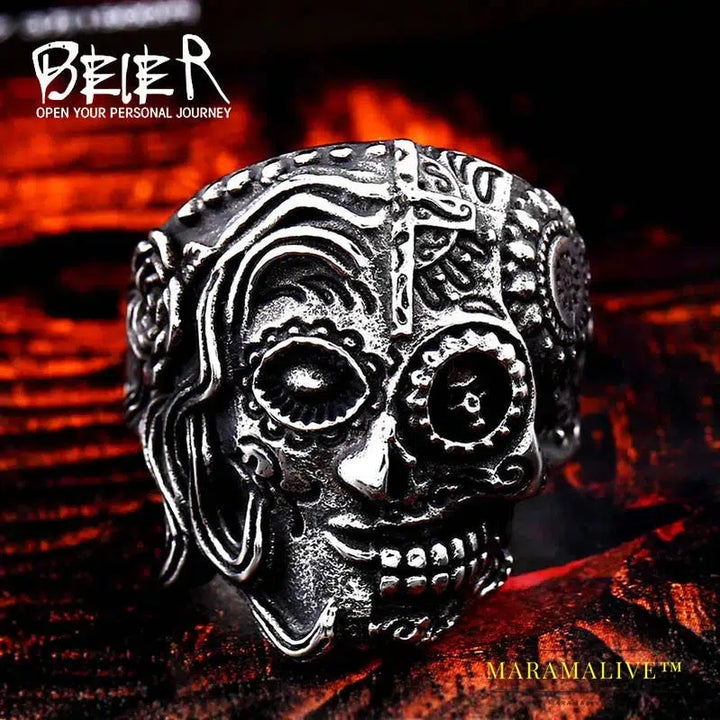 Gem ring Cross skull biker men Ring h Man's fashion jewelry