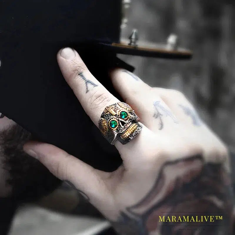 Gem ring Cross skull biker men Ring h Man's fashion jewelry