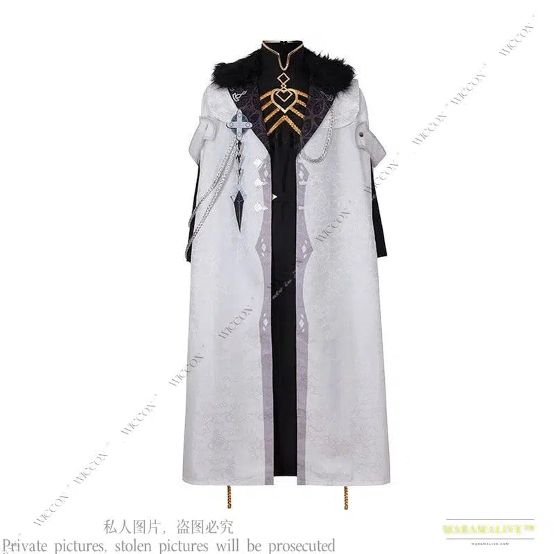 Genshin Impact Eleven Fatui Harbinger Anime Cosplay Costume - Black Uniform Cloak, Mask & Face Shield for Halloween and Party