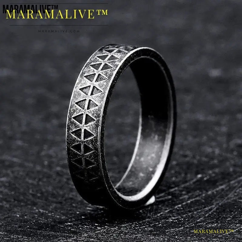 Geometric Punk Gothic Steel Men's Ring