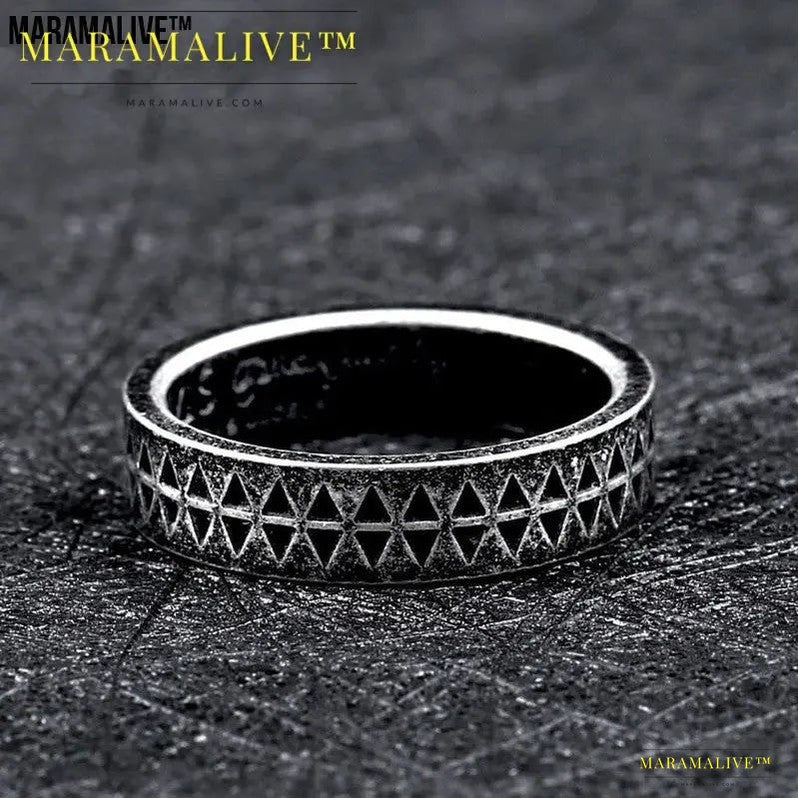 Geometric Punk Gothic Steel Men's Ring