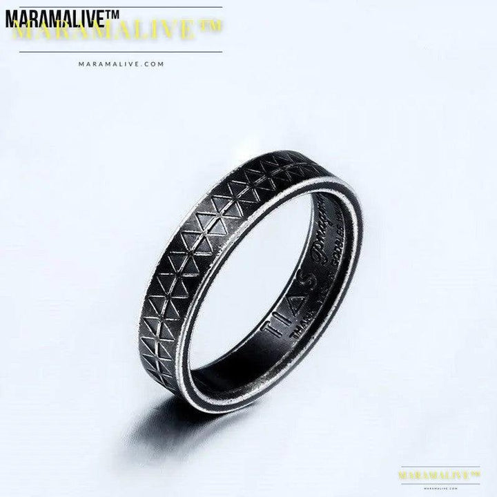 Geometric Punk Gothic Steel Men's Ring