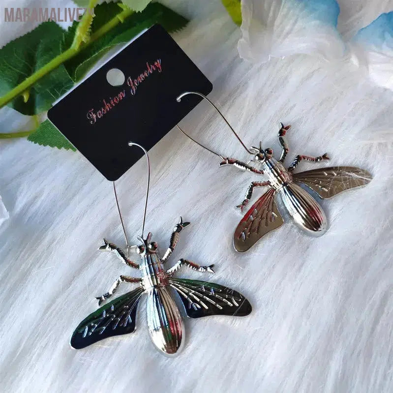 Giant Golden Colour Scarab Beetle Earrings Insect Jewelry Fashion Long Novelty Big Dangle & Drop Women Gift Trend