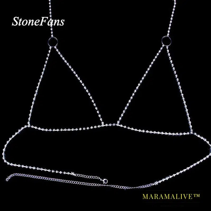 Gift Sexy Body Chain Bra Jewelry Open Round Top Body Chains Rhinestone Harness Party Club Charming Women Jewelry