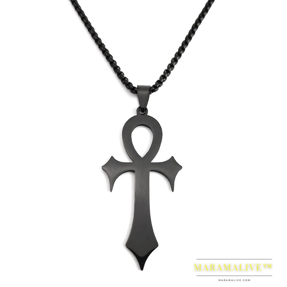 Glossy Egyptian Anka Cross Pendant Men's Necklace