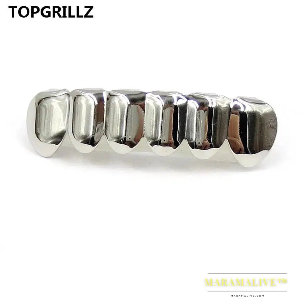 Gold Silver Plated HIP HOP Tooth Grillz Top& Bootom Groll Set With Silicone Vampire Teeth Best Gift ForChristmas